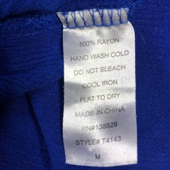 Emma’s Closet Royal Blue Boho Cold Shoulder Embroidered Blouse - Picture 5 of 5